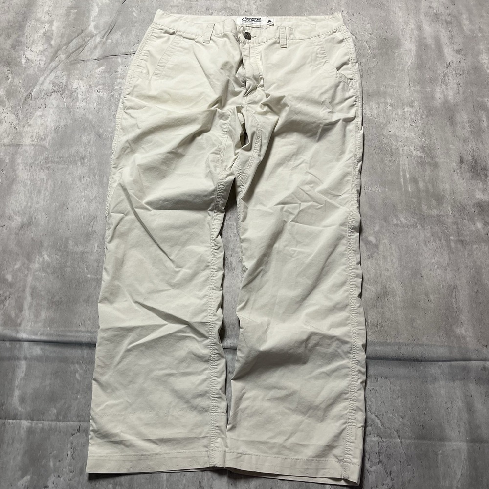 Mountain Khakis Stretch Poplin Pant Slim Fit Ivory Men's 36x30 Creme White